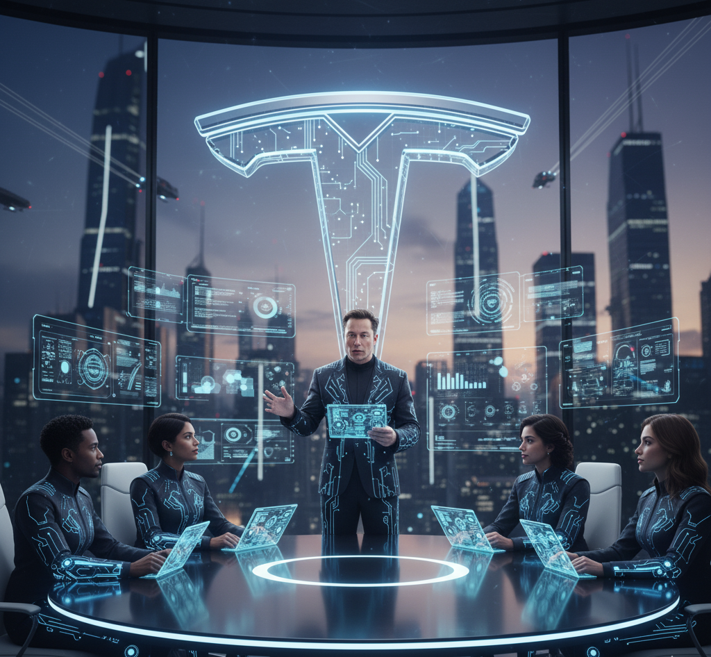 Elon Musk speaking at a Tesla event after $1 trillion pay package approval