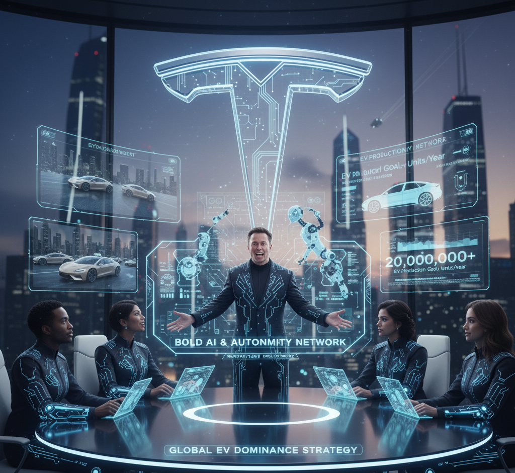 Elon Musk speaking at a Tesla event after $1 trillion pay package approval